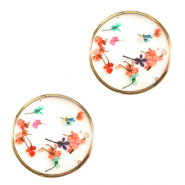 Connecteurs avec fleurs séchées 20mm Doré-rose jaune vert