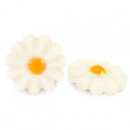 Perles coquillage fleur Blanc-jaune orange