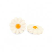 Perles coquillage fleur Blanc-jaune orange