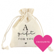 Sachet à bijoux en lin "a gift for you" Blanc cassé