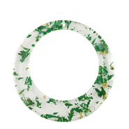 Pendentifs en résine avec fleurs séchées 39mm Vert-doré