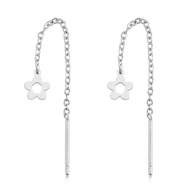 Boucles d'oreilles en acier Inox fleur Argent&eacute;