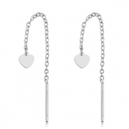 Boucles d'oreilles en acier Inox coeur Argent&eacute;