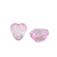 Perles acryliques cœur Rose violet transparent