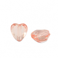 Perles acryliques cœur Rose saumon transparent