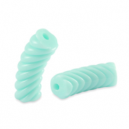 Perles tubes acryliques torsadé Bleu turquoise doux