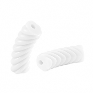 Perles tubes acryliques torsadé Blanc