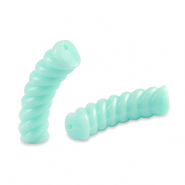 Perles tubes acryliques torsadé Bleu turquoise doux