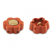 Perles tile fleur Rouge corail-doré