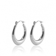 Boucles d'oreilles en acier Inox cr&eacute;oles 25mm Argent&eacute;