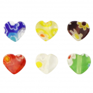 Perles Millefiori c&oelig;ur fleur Multicolore