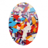 Pendentifs en résine ovale Confetti multicolore