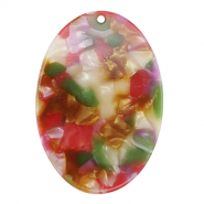 Pendentifs en résine ovale Rose-vert multicolore