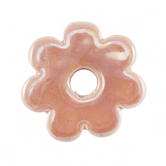Perles en c&eacute;ramique DQ grecque fleur Rose blush