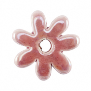 Perles en c&eacute;ramique DQ grecque fleur Rose magenta