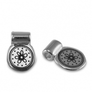 Poussoirs en m&eacute;tal DQ fleur Argent&eacute; antique (sans nickel)