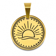 Breloques en acier Inox soleil Dor&eacute;