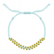 Bracelets tendance perles en acier inoxydable Bleu menthe-dor&eacute;