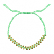 Bracelets tendance perles en acier inoxydable Vert menthe-dor&eacute;