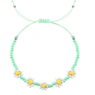 Bracelets tendance fleur Vert menthe-blanc