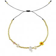 Bracelets tendance perles mixtes Jaune-rose-dor&eacute;