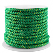 Cordon tendance 3mm Vert &eacute;meraude-dor&eacute;