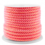 Cordon tendance 3mm Rose n&eacute;on-dor&eacute;