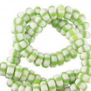 Perles en polymère rondelles 7mm Blanc-vert printemps