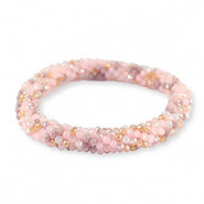 Bracelet perles &agrave; facettes Multicolore beige-rose