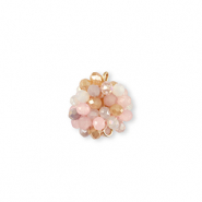 Boucles pendentifs facettées connecteur 16mm Multicolore beige-rose