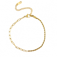 Bracelets en acier Inox torsad&eacute; & droit Dor&eacute;