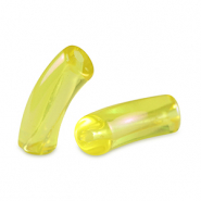 Perles tubes acryliques Jaune freesia-AB coating