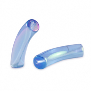 Perles tubes acryliques Bleu caroline-AB coating
