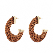Boucles d'oreilles tendance en rotin Marron natural