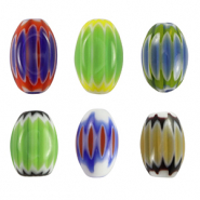 Perles Millefiori tube Multicolore bleu-vert