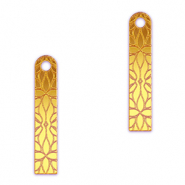 Pendentifs accroche-regard barre fleur Jaune m&eacute;tallique