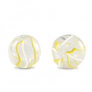 Perles en verre peintes à la main 14mm Transparent-jaune blanc