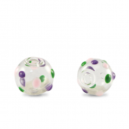 Perles en verre peintes à la main 8mm Transparent-violet vert
