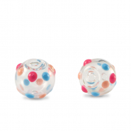 Perles en verre peintes à la main 8mm Transparent-rouge bleu