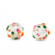 Perles en verre peintes à la main 8mm Transparent-vert orange