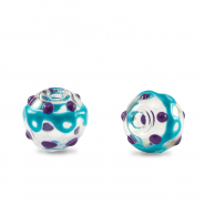 Perles en verre peintes à la main 8mm Transparent-violet turquoise