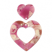Pendentifs accroche-regard coeur Magenta marbre