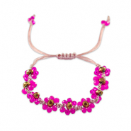 Bracelet perles à facettes fleur Fuchsia-marron topaze