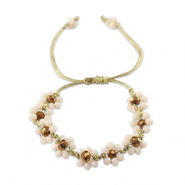 Bracelet perles à facettes fleur Rose lotus-marron topaze