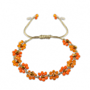 Cha&icirc;nes de cheville perles &agrave; facettes fleur Orange multicolore-marron topaze
