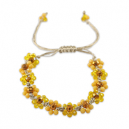 Cha&icirc;nes de cheville perles &agrave; facettes fleur Jaune multicolore-marron topaze