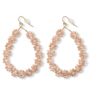 Boucles d&rsquo;oreilles facett&eacute;es goutte Dor&eacute;-rose beige