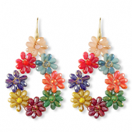 Boucles d&rsquo;oreilles facett&eacute;es goutte Dor&eacute;-multicolore