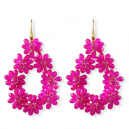 Boucles d&rsquo;oreilles facett&eacute;es goutte Dor&eacute;-rose n&eacute;on