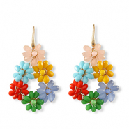 Boucles d&rsquo;oreilles facett&eacute;es goutte Dor&eacute;-multicolore